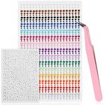 3/4/5 mm 1223pcs Face Rhinestones Stick on, with Tweezers Bling Colorful Sticky Round Facial Jewels Gems Crystals Diamonds Stickers Makeup Festival Eye Hair Body Gemstones Decorations for Crafts