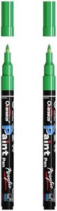 Overseas Paint Pens Paint Markers - Green Permanent Markers Acrylic Paint Pens 2 Pack, Water Based, Waterproof, 0.7mm Extra Fine Marker Pen for Wood, Metal, Rock, Plastic, Glass, Canvas, Mugs, Tire