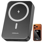 Magnetic Power Bank 10000mAh,20W Fast Charging Portable Charger, Wireless Power Bank with LED Display, Small USB-C Battery Pack with Mag-safe for iPhone 17/16 Plus/Pro/Pro Max,15/14/13/12Series