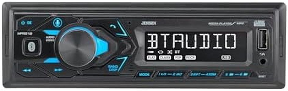 JENSEN MPR210 7 Character LCD Single DIN Car Stereo Radio | Push to Talk Assistant | Bluetooth Hands Free Calling & Music Streaming | AM/FM Radio | USB Playback & Charging | Not a CD Player