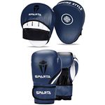 Boxing gloves and pads set Focus Punch Mitts MMA Training Sparring Hook and Jab strike target with Punching Gloves (Blue, 10oz)