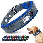 Black Rhino - The Comfort Collar Ultra Soft Neoprene Padded Dog Collar for All Breeds, Dog Collars for Large Dogs - Heavy Duty Adjustable Reflective Weatherproof (Large, Blue/Grey)