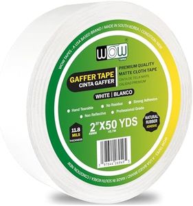 Wow Gaffers Tape 2 Inch White - 50 Yards, Residue Free, Non-Reflective & Heavy-Duty - Professional Grade Gaff Tape - Ideal for Photography Backdrop, Cables, Cords & Floor Taping