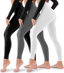 3 Pack Leggings for Women-No See-Through High Waisted Tummy Control Yoga Pants Workout Running Legging, 04-White/Grey/Black, Large-X-Large