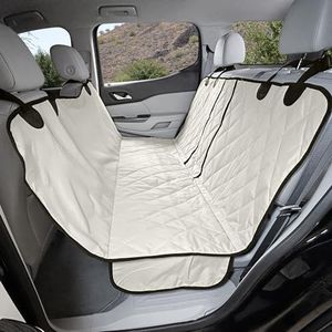 4Knines Dog Seat Cover with Hammock for Fold Down Rear Bench Seat 60/40 Split and Middle Seat Belt Capable - Heavy Duty - Tan Extra Large - for Full Size Trucks and Large SUVs