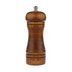 Powstro 5 Inch Pepper Mill, Oak Wood Salt and Pepper Grinder Ceramic Adjustable Coarseness Grinder Refillable Peppermill Pepper Mill Grinder for Kitchen, Dining Room