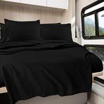 Clara Clark RV Queen Sheets, 6 Piece RV Sheets Set - Hotel Luxury Sheets for RV Bunks, Super Soft Bedding Sheets & Pillowcases, RV Short Queen Sheets, Black