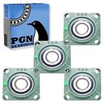 PGN UCF208-24 Pillow Block Bearing - Pack of 4 Square Flange Mounted Pillow Block Bearings - Chrome Steel Bearings with 1 1/2" Bore - Self Alignment