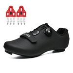 Cycling Shoes for Mens Womens Indoor Peloton Road Bike Shoes Included Cleats Clip Compatible Look Delta and SPD Lock Pedal All Black Size UK 11