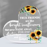 VELENTI Friendship Gifts - Acrylic Heart Friendship Gift for Her - Inspirational Gifts for Women - Long Distance Relationship Gifts -Best Friend Gift, Bestie Gifts (Sunflower Style)