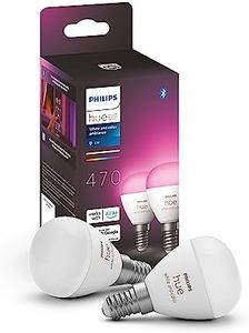 Philips Hue White and color ambiance, ampoule LED connectée sphérique compatible Bluetooth, E14, fonctionne avec Alexa, Google Assistant et Apple Homekit, lot de 2