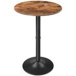 HOOBRO Round Bar Table, 90 cm Tall Pub Table, Cocktail Table with Base, Stable Counter Table with Non-Slip Base for Narrow Space, Bar Height Table for Kitchen, Easy to Assemble, Rustic Brown BF57BT01