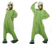 Disney cartoon characters Green Mike Monster Sully Cookie Monster Elmo Onesie Fancy Dress Costume Hoody Pyjama Sleep wear Carnival Costume Green Mike Monster, S(height 150cm-160cm)