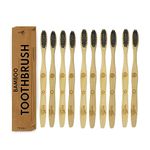 IMVELO GREEN YOUR HYGIENE Bamboo Manual Toothbrush Adult Pack Of 10 Charcoal Activated Soft Bristles 100% Natural & Ecofriendly Biodegradable & Compostable Wooden/Bamboo