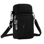 Lemical Small Crossbody Phone Bags Waterproof Nylon Wallet Pouch for Women Black Cell Phone Bag Purese Sports Armband Running Bag