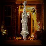 VATOS Halloween Decorations Cocoon Corpse, 74 Inch Hanging Corpses Props Scary Skeleton Body with LED Skull Eyes Inside Spider Web for Haunted Yard Indoor & Outdoor Decor Terror Props