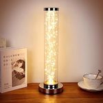 Bedroom Fairy Light String Table lamp, Modern Glass Table lamp, Bedside Night Light for Bedroom, Christmas, Parties, Wedding, Centerpiece, Decoration(18" Warm White)