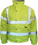 Atomic Workwear Hi-Vis Bomber Jacket with Pack Away Hood and Quilt Lining (as8, alpha, x_s, regular, regular, Yellow, X-Small)