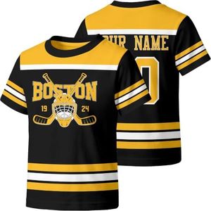 KREDE Boston T Shirt Custom Name Number Gift for Kids Girl Boy