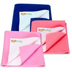 OYO BABY Waterproof Sheet, Extra Absorbent Fastest Dry Sheet for Baby, Anti-Piling Fleece Baby Bed Protector, Medium Size 70x100cm, Pack of 3, Pink, Salmon Rose & Royal Blue