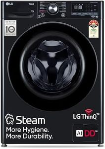 LG 12 Kg, 5 Star, AI Direct Drive Technology, Wi-Fi, Steam Fully Automatic Front Load Washing Machine (FHP1412Z5O, Intelligent & Convenient Fabric Care, Allergy Care, Remote Control, Onyx Black)