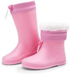 DREAM PAIRS Kids Rain Boots Boys Girls Lightweight Boots Waterproof Easy-on Outdoor Playing Rain Boot Unisex-Child,Size 4 Big Kid,All Pink,SDRB2401K