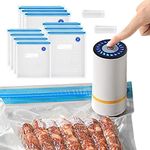 Food Sealer Vacuum Sealer,Kiwinvou USB Rechargeable Vacuum Sealer Set with 10 Reusable Vacuum Food Storage Bags for Food Storage