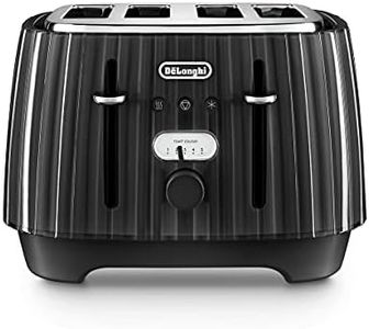 De'Longhi Ballerina Toaster, 4 Slot Toaster, Reheat, 5 Browning Settings, Defrost and Cancel Functions, Pull Crumb Tray, CTD4003.BK, 1800W, Black