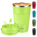 KETIEE Travel Mug Insulated Coffee Cup with Leakproof Lid, Reusable Coffee Cups Travel, Double Walled Coffee Travel Mug, Stainless Steel Coffee Mug for Hot Cold Drinks, 380ml Grass Green