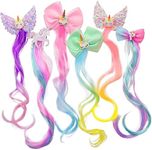 Color curly Hair Clip extensions 6 Rainbow multicolor clip together grow highlights wig Girls Kids Gift Halloween Cosplay party dress up