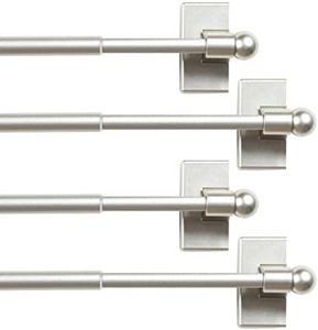 H.VERSAILTEX 4 Pack Magnetic Curtain Rods for Metal Doors Multi-Use Adjustable Rods Tool Free for Iron and Steel Place 1/2" Diameter, with Petite Ball Finials (16"-28", Nickel)