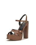 Jessica Simpson Women's Giddings Block Heel Platform Sandal Heeled, Caramel, 7 UK