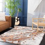 SAFAVIEH Horizon Shag Collection Area Rug - 6' x 9', Grey & Rust, Modern Abstract Design, Non-Shedding & Easy Care, 2-inch Thick Ideal for High Traffic Areas in Living Room, Bedroom (HZN890P)