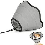 VavoPaw Dog Cat Cones Recovery Collar, Soft Mesh Elizabethan Collar, Breathable Dog Surgery Recovery Collar, E-Collars for Dogs After Surgery, Dog and Cat Protective Cone for Recovery, M, Gray