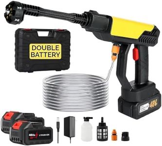 BOVTY Turbowash Cordless Portable 48V Wireless Pressure Washer Gun -12000mAh High Pressure Water Gun for Car and Bike Wash, Adjustable 6 in 1 Nozzle, 5M Hose Pipe, Double Battery Included (Yellow)