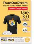 TransOurDream Dark 3.0 - Dark T-Shirt Iron Heat Transfer Paper Pack of 5 Sheets of A4 Size with one Sheets A3 Reusable Teflon Paper | Transfer Photo Sticker Paper (TOD-D3-5)