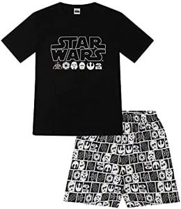 Star Wars Pijama corto de algodón oficial de Disney para hombre, talla XL, color negro, Negro, XL