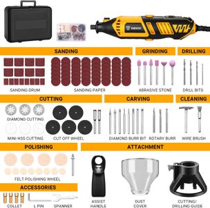 DEKOPRO 170W Rotary Tool Kit – Variable Speed Multi-Purpose Set