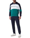 Champion Men's Legacy Icons Sweatsuits-Light Powerblend Terry Hooded Full-Zip Tracksuit, Forest Green/Navy Blue, XXL