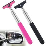 2 PCS Car Side Mirror Squeegee (Black/Pink) – Retractable Car Mirror Wipers, Universal Window Cleaning Equipment, Car Accessories for All Vehicles, Car Window Cleaner, Car Cleaning Kit