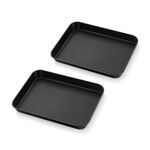 2 Pieces Nonstick Mini Oven Tray, Homikit Carbon Steel Cookie Sheet Baking Pan for Roasting Serving Cooking, 23.7x17.7x2.5cm, Non-Toxic & Sturdy, Smooth Edges & Easy Clean, Black