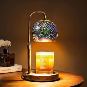 Glocusent Candle Warmer Lamp with Timer, 3D Glass Globe, Antique Base, Dimmable Height Adjustable Wax Melter for Scented Jar Candles, 2-8H Auto Off, Christmas Birthday Gifts for Women, Home Decor Gift