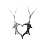 Matching Love Heart Necklace Compatible Dragon Wing Pendant Cool Gothic Choker Friendship Couples Gift for Women Men（2Pcs） (l1)