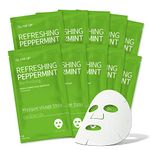 Sheet mask by glam up Refreshing Peppermint Essential - Calming Refreshing Purifying Damaged Tired Skin. pH Balancing Nature made Freshly packed Daily Skin Therapy K-Beauty Recipe x 10 sheets