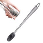 Baby Bottle Brush,Long Handle Soft Silicone Bottle Cleaner Brush for Cleaning Bottles Glass Cup Thermoses Various Containers(Grey)