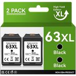 63XL Ink Cartridge Black Replacement for HP 63XL Black Ink Cartridge,for HP 63 Ink Higher Yield for OfficeJet 3830 5252 4650 5258 4655 for Envy 4520 3634 for DeskJet 3636 1111 3630 Printer (2 Pack)