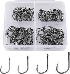 500PCS/100PCS ReeMoo Premium Fishing Hooks, 10 Sizes/4 Sizes Carbon Steel Fishing Hooks W/Portable Plastic Box, Strong Sharp Fish Hook with Barbs for Freshwater/Seawater