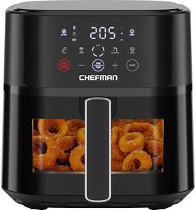 Chefman Air Fryer – 5.7L Compact Airfryer for Quick, Easy Meals, Features Hi-Fry Technology for Extra Crisp, Easy-View Window, Touch Controls with 4 Presets, Nonstick & Dishwasher Safe Basket - Black