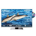 SYLVOX 22" Smart TV with DVD Player Built in, 1080P Frameless Android TV with Google Play, Voice Assistant, PAL SECAM, WiFi Bluetooth, HDMI USB, 12V TV for Motorhomes, Yacht, Coastal (Marine Series)