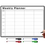 TMS A4 Magnetic Weekly Planner for Fridge | Meal Planner Whiteboard and Calendar | Memo Board or Organiser for Daily Tasks or Business Plans in Offices | with 4 Dry Erase Marker Pens